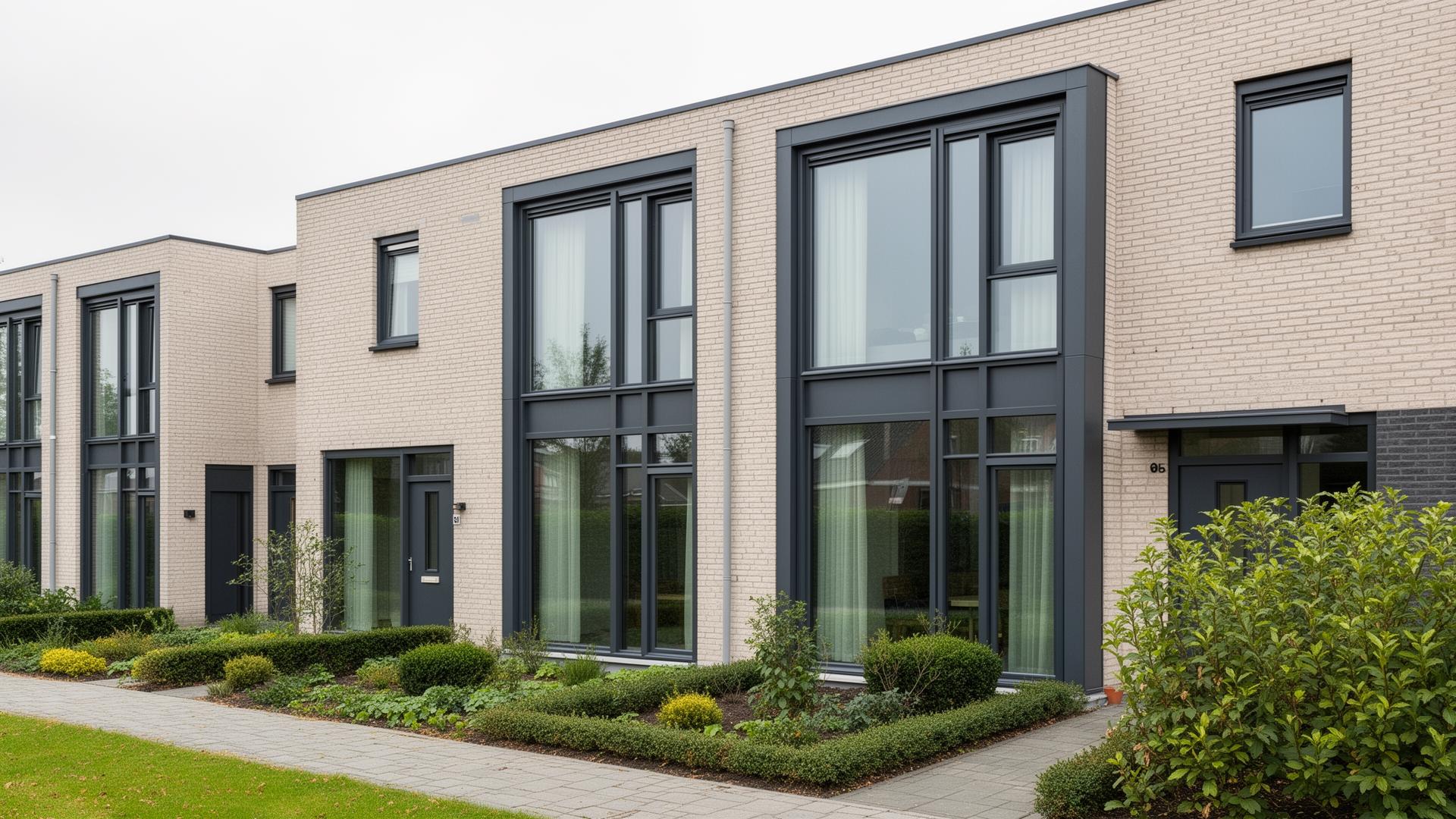 Moderne Nederlandse woning met antraciet aluminium kozijnen